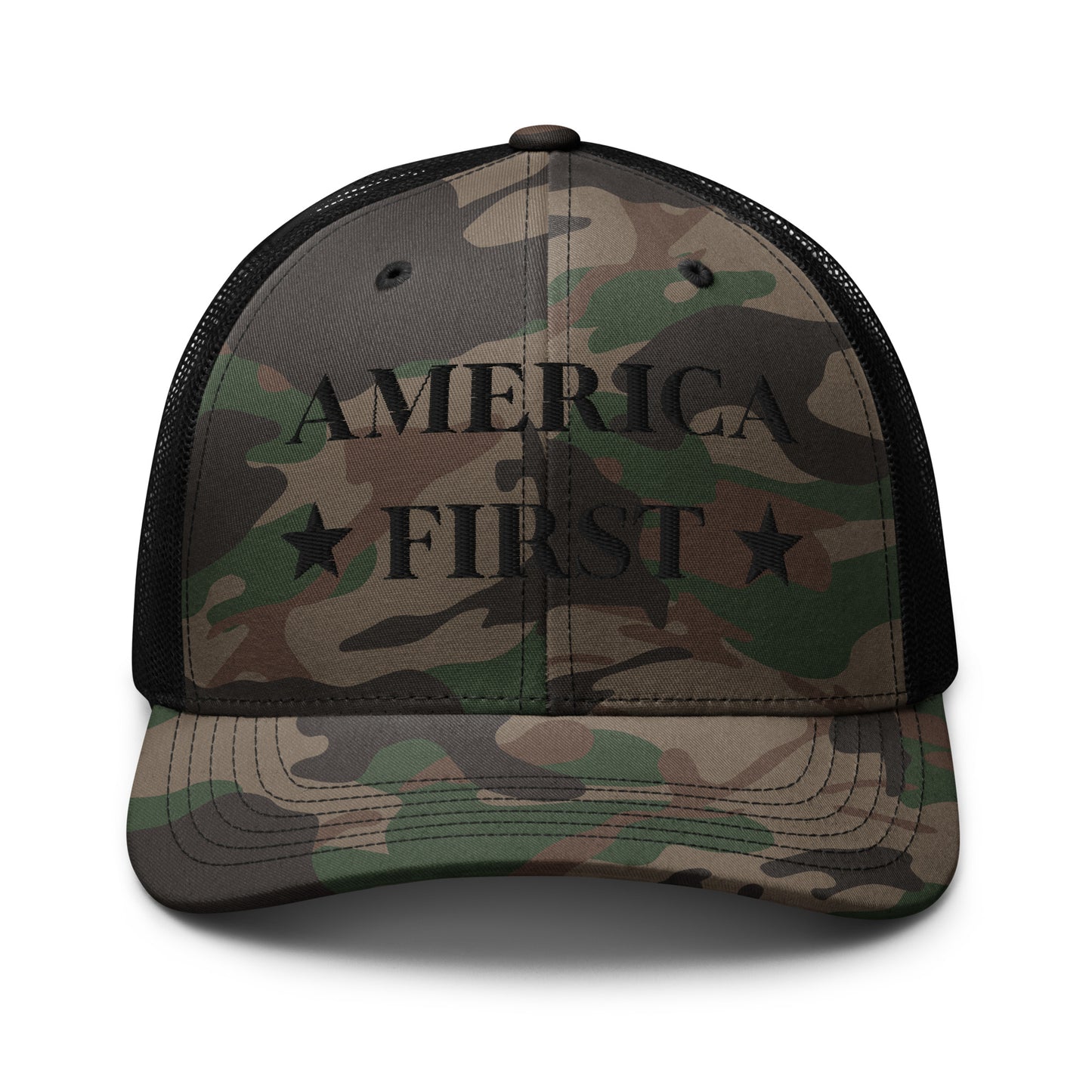 "America First" Camouflage trucker hat