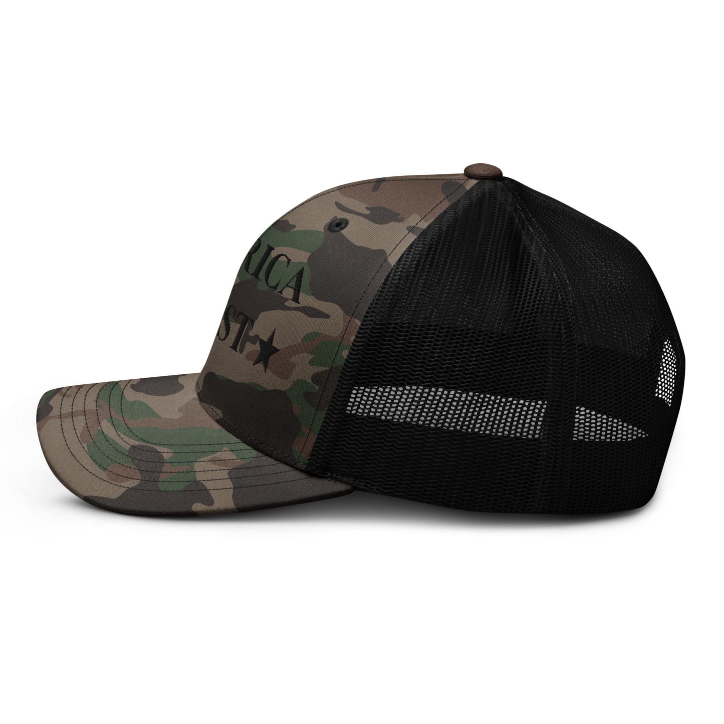 "America First" Camouflage trucker hat