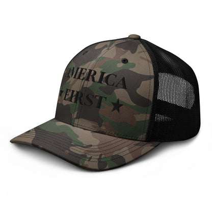 "America First" Camouflage trucker hat