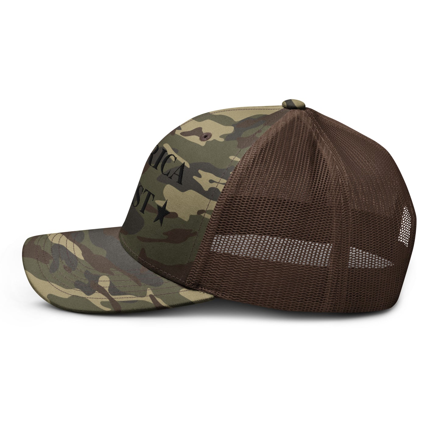 "America First" Camouflage trucker hat