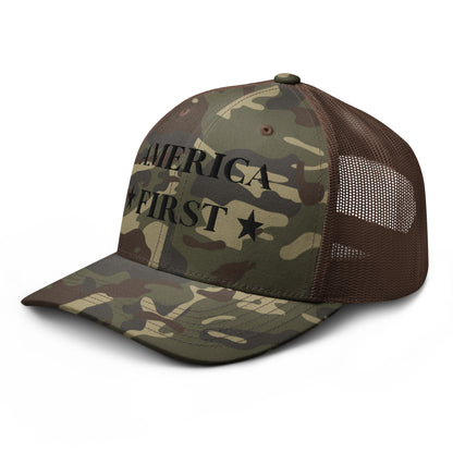 "America First" Camouflage trucker hat