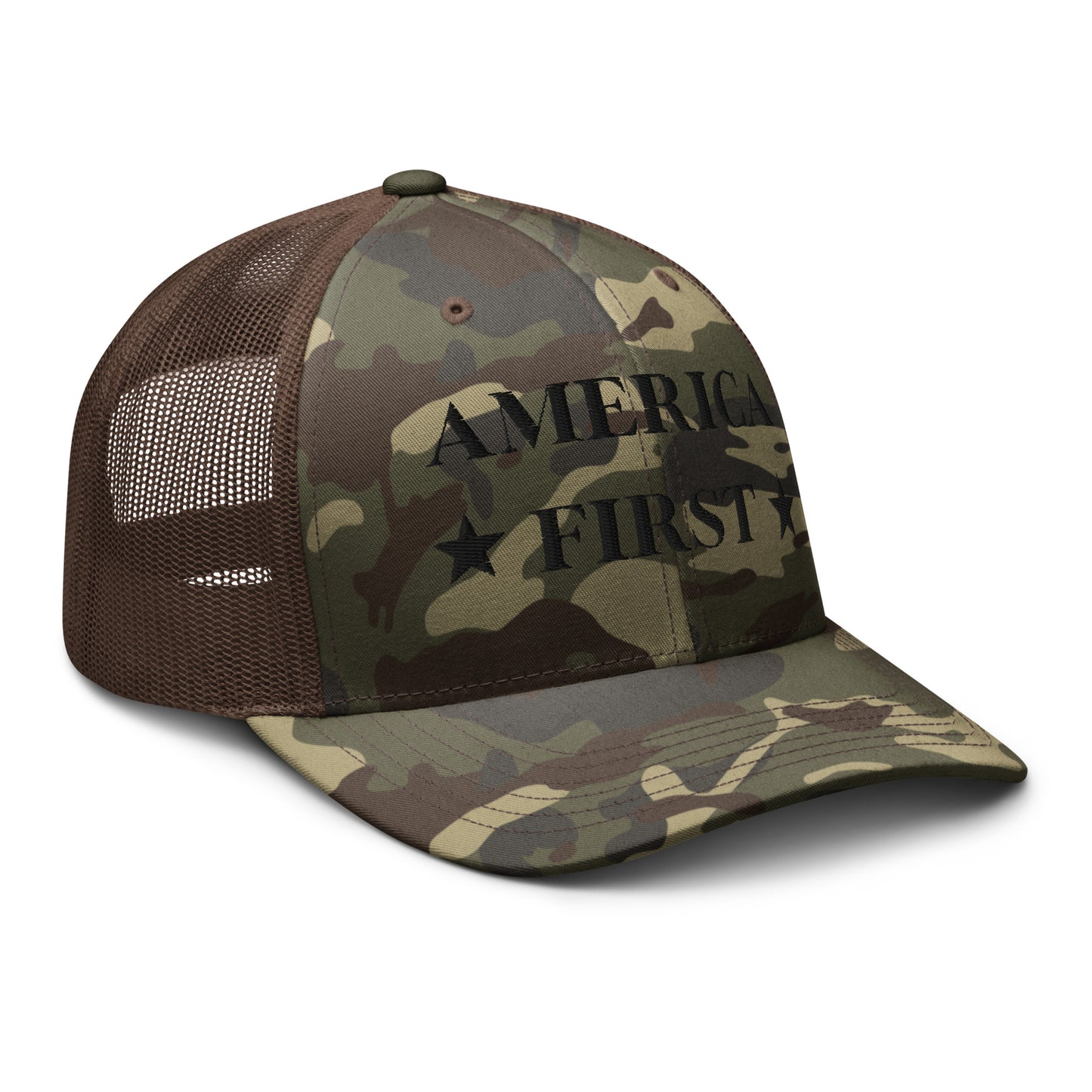 "America First" Camouflage trucker hat