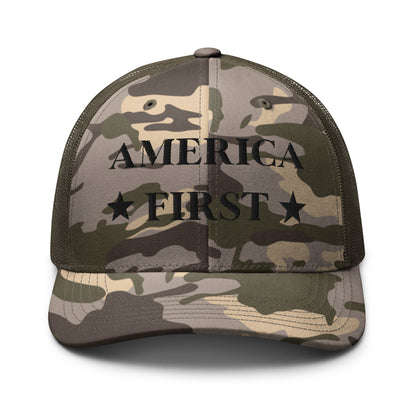 "America First" Camouflage trucker hat