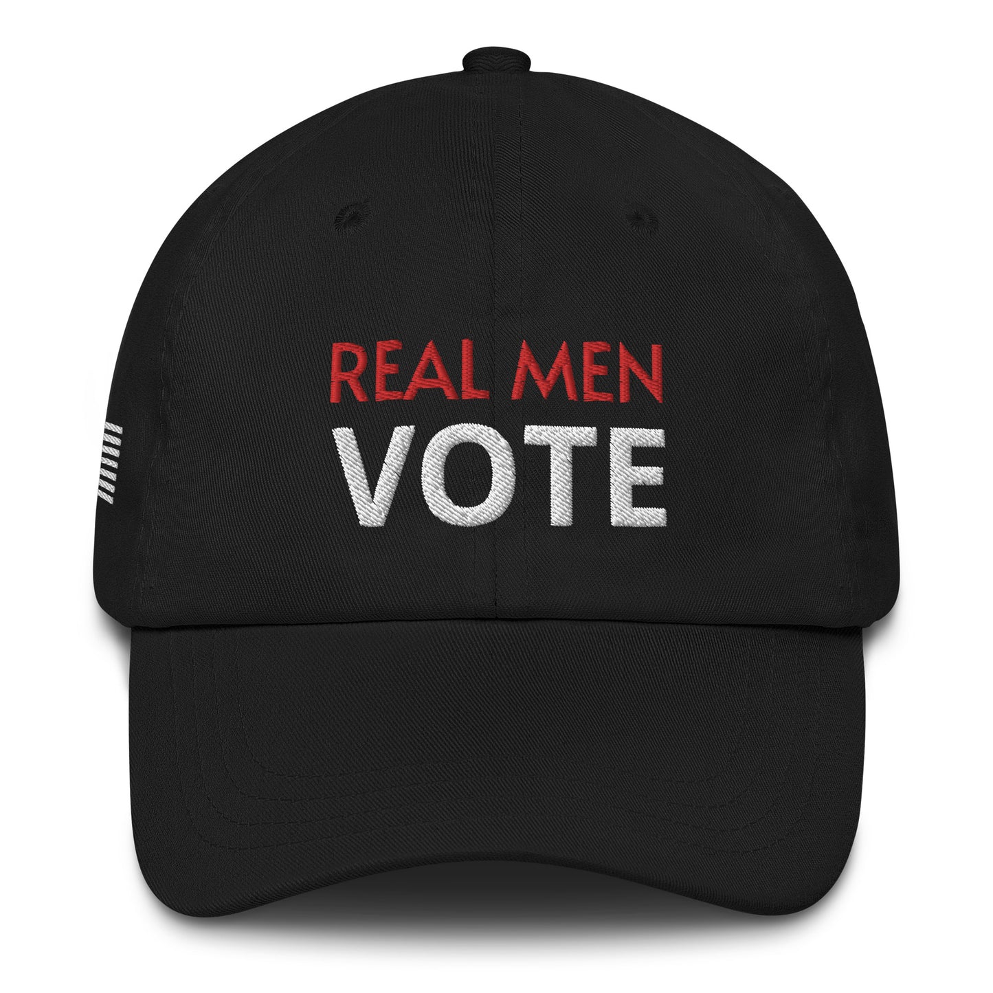 Classic Embroidered Baseball Hat – Real Men Vote | American Flag Design | Support Veterans & Children