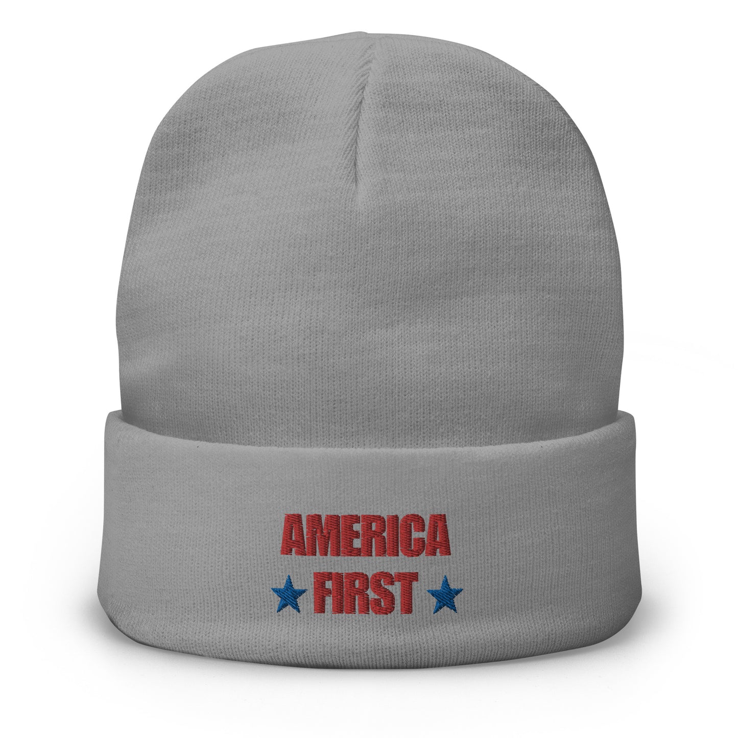 America First Embroidered Beanie