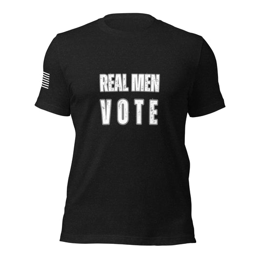 Classic Patriotic T-Shirt – Real Men Vote | Flag Sleeve Design | Support Veterans & Children