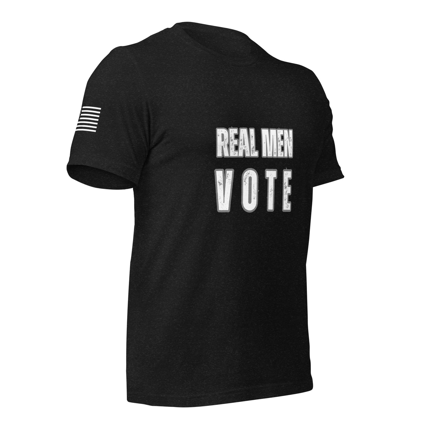 Classic Patriotic T-Shirt – Real Men Vote | Flag Sleeve Design | Support Veterans & Children