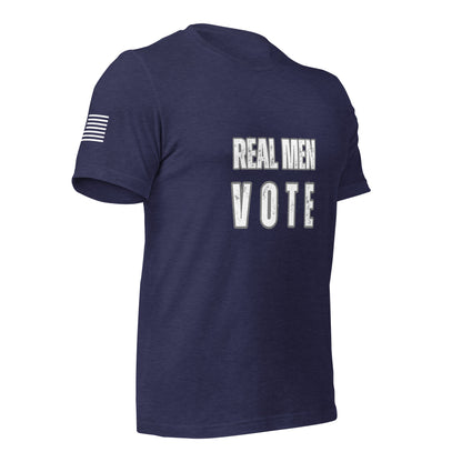 Classic Patriotic T-Shirt – Real Men Vote | Flag Sleeve Design | Support Veterans & Children