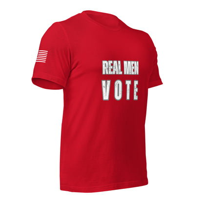 Classic Patriotic T-Shirt – Real Men Vote | Flag Sleeve Design | Support Veterans & Children