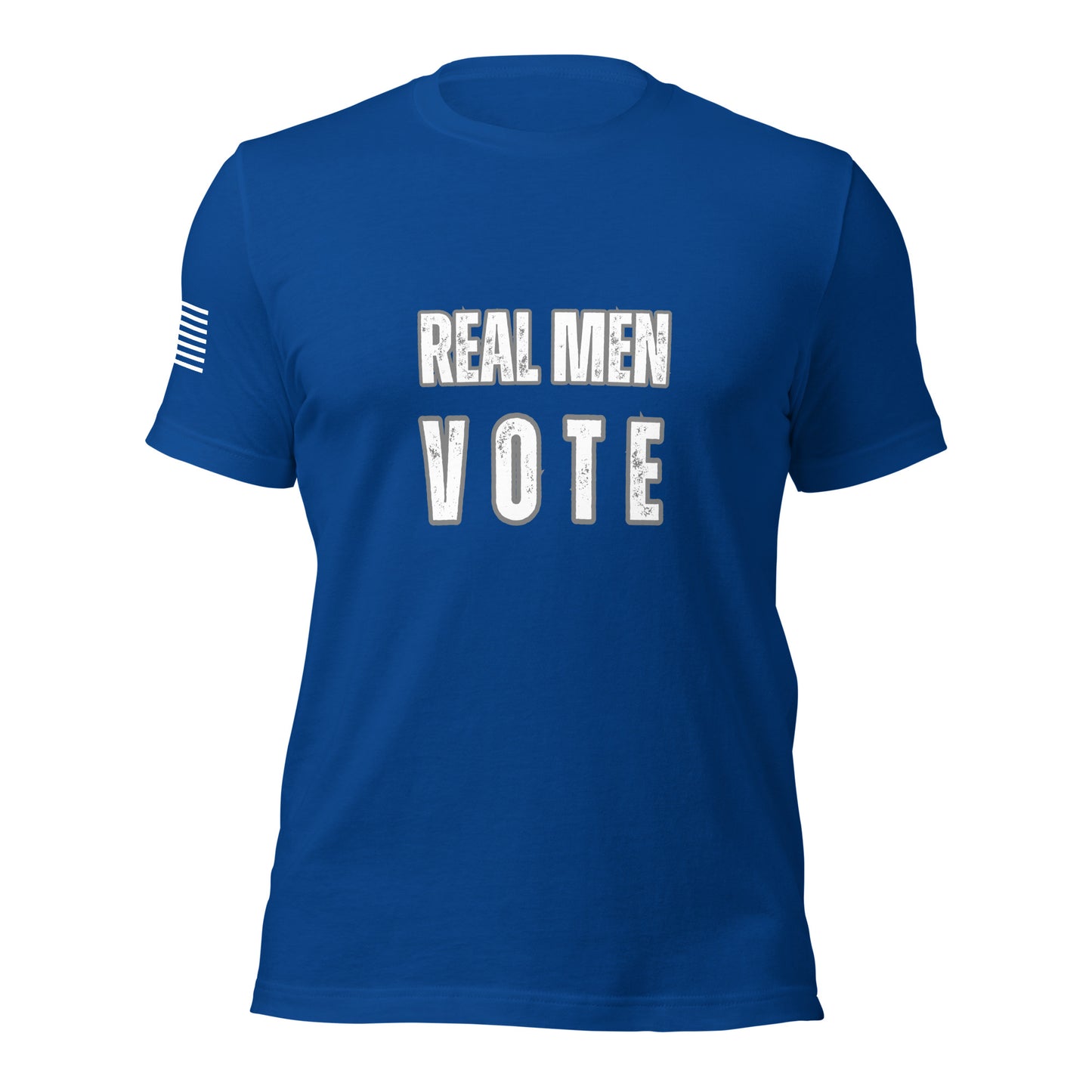 Classic Patriotic T-Shirt – Real Men Vote | Flag Sleeve Design | Support Veterans & Children