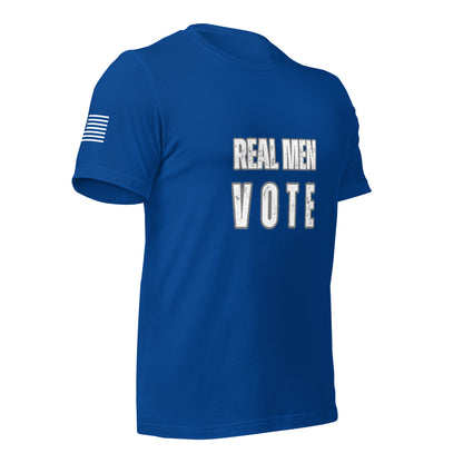 Classic Patriotic T-Shirt – Real Men Vote | Flag Sleeve Design | Support Veterans & Children