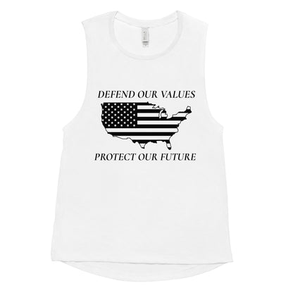 Ladies’ Muscle Tank Defend and Protect